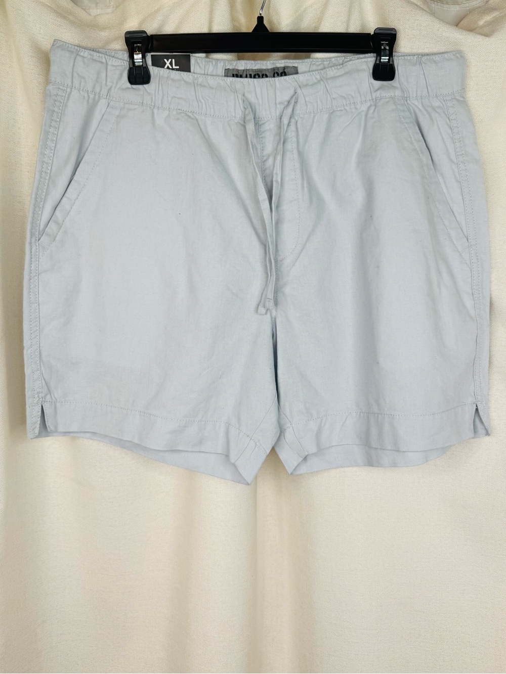 Plugg Co Men's Pull-On Shorts Pale Blue XL Drawstring Pockets Chino Linen Blend